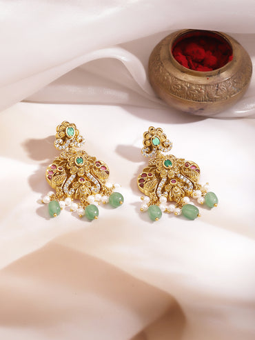 Gold Plated Marigold Bloom Temple Necklace Set