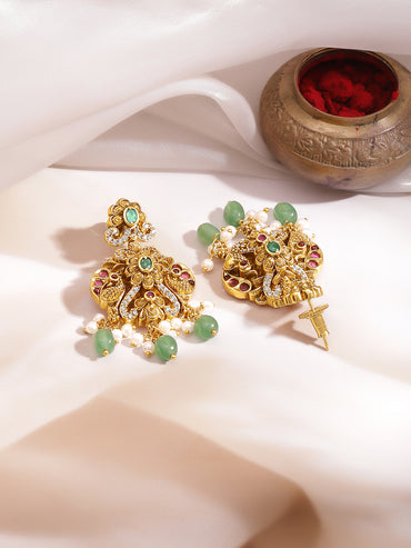 Gold Plated Marigold Bloom Temple Necklace Set