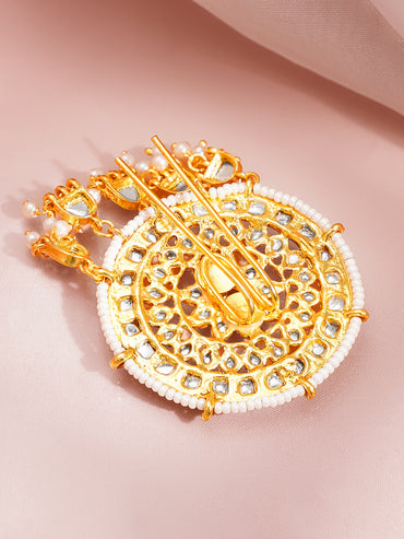 Pearl Kundan Festive Statement Hair Accessory