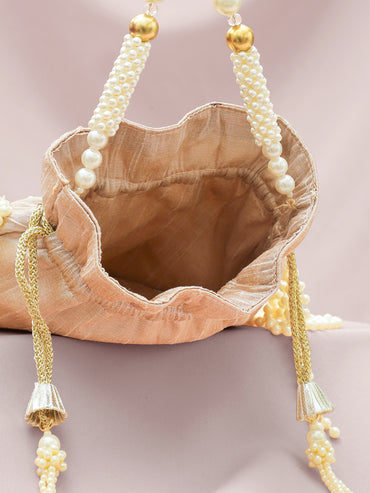 Golden Jhumkas With Pearl Detailing