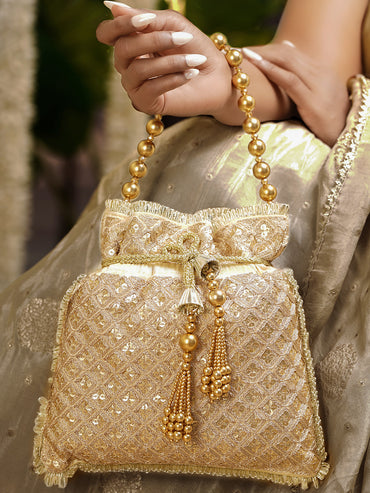 Golden Festive Statement Potli Bag