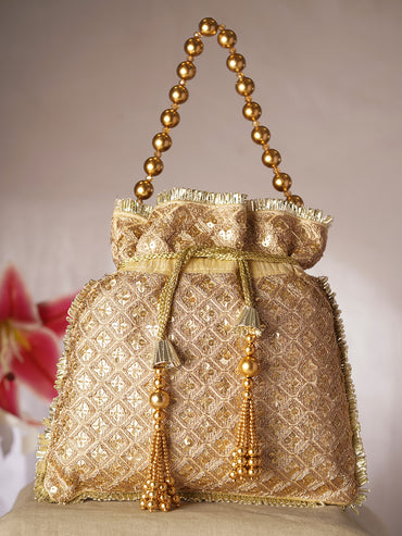 Golden Festive Statement Potli Bag