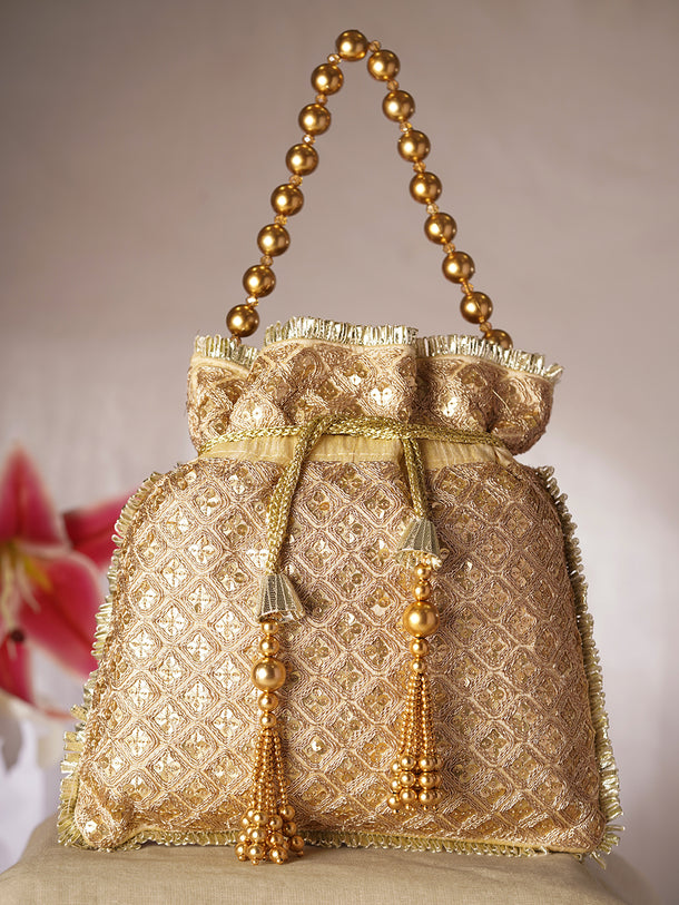 Golden Festive Statement Potli Bag