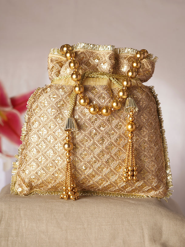 Golden Festive Statement Potli Bag