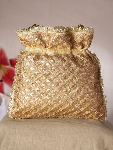 Golden Festive Statement Potli Bag