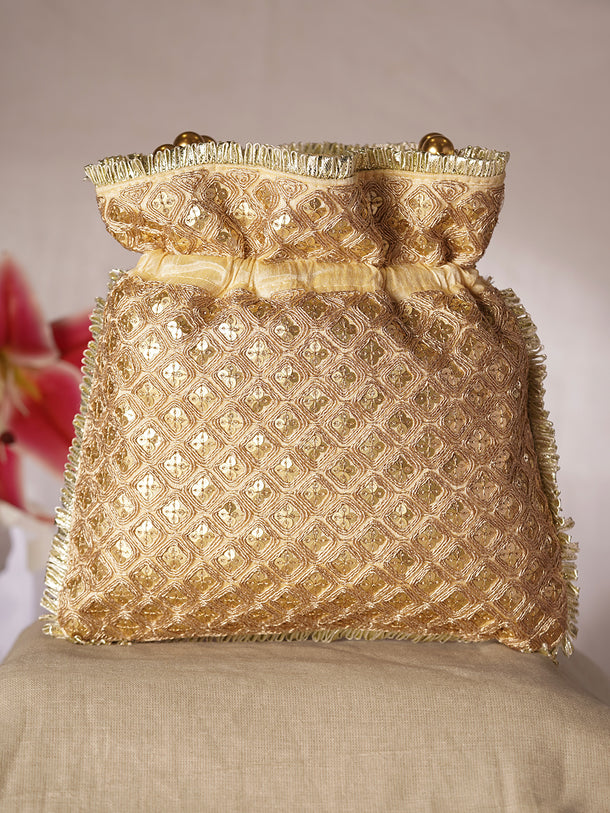 Golden Festive Statement Potli Bag