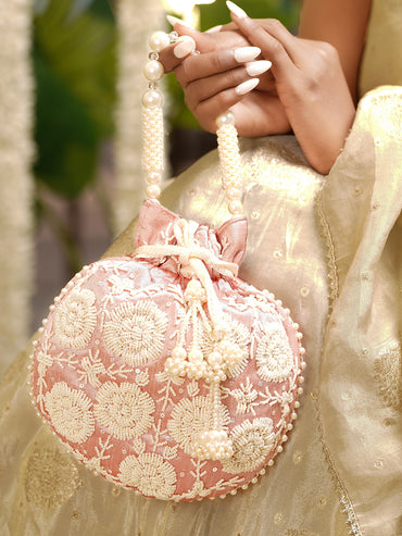 Blush Pearl Embroidered Potli Bag