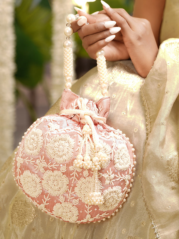 Blush Pearl Embroidered Potli Bag