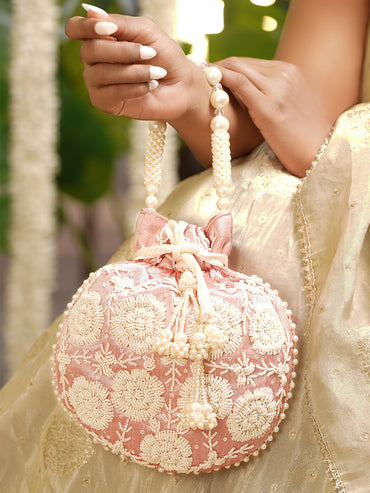 Blush Pearl Embroidered Potli Bag