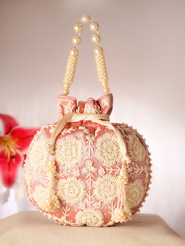 Blush Pearl Embroidered Potli Bag
