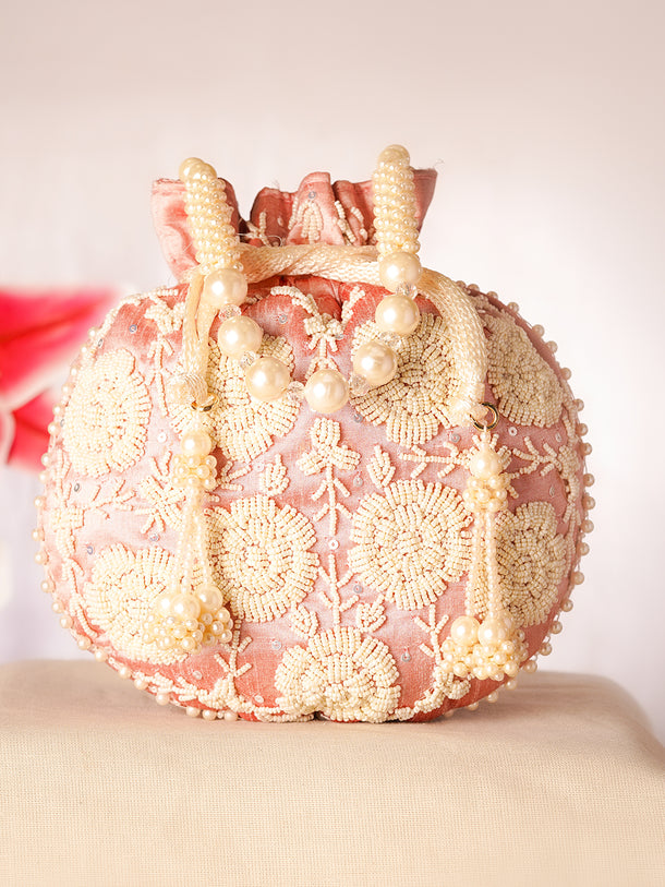 Blush Pearl Embroidered Potli Bag