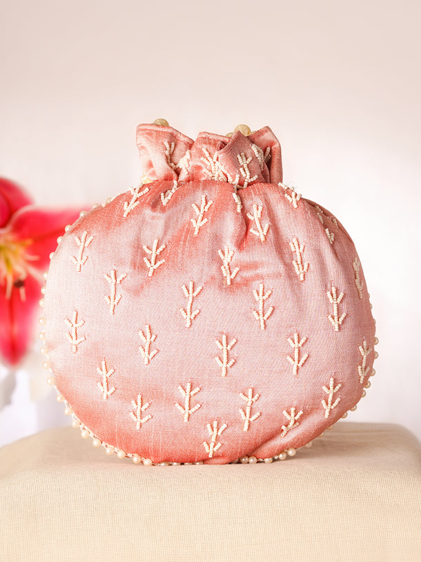 Blush Pearl Embroidered Potli Bag