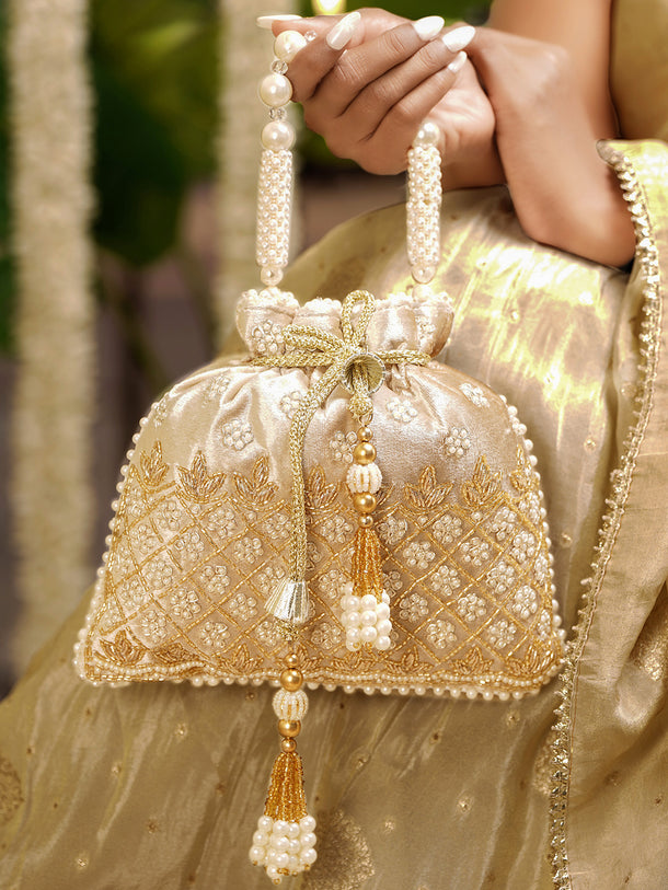 Golden Champagne Statement Potli Bag