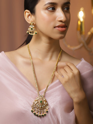 Clustered American Diamond Zirconia Green Necklace Set