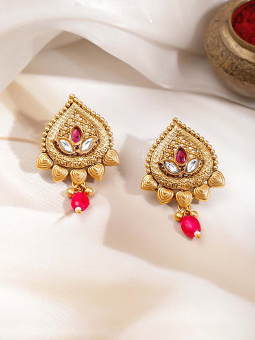 Gold-Plated Temple Pendant and Earrings