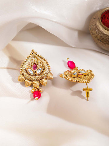 Gold-Plated Temple Pendant and Earrings