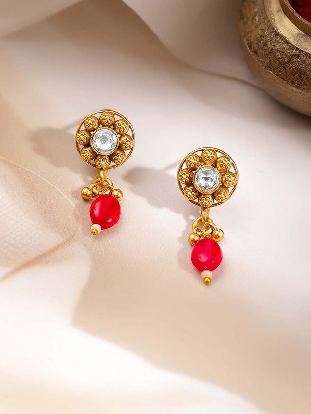 Gold-Plated Pendant and Earrings
