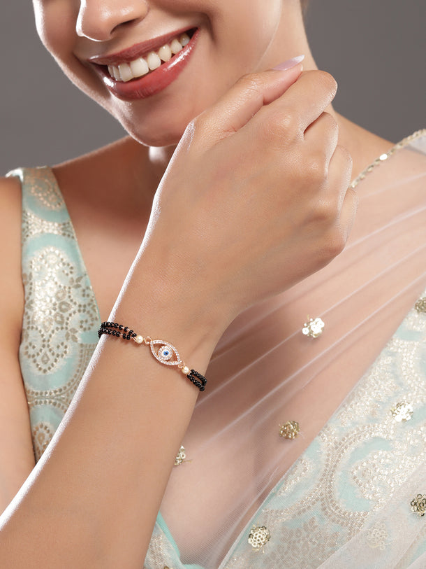 American Diamond Zirconia Evil-Eye Mangalsutra Bracelet