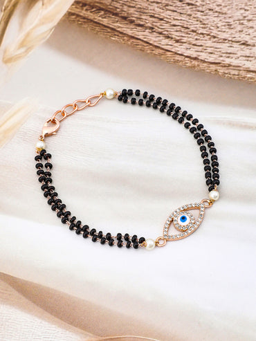 American Diamond Zirconia Evil-Eye Mangalsutra Bracelet