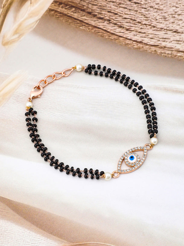 American Diamond Zirconia Evil-Eye Mangalsutra Bracelet