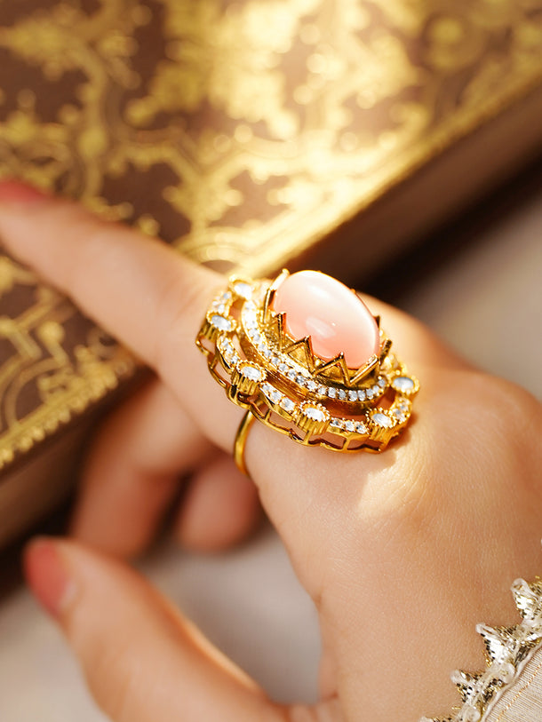 Elegant Blush Gemstone Cocktail Ring