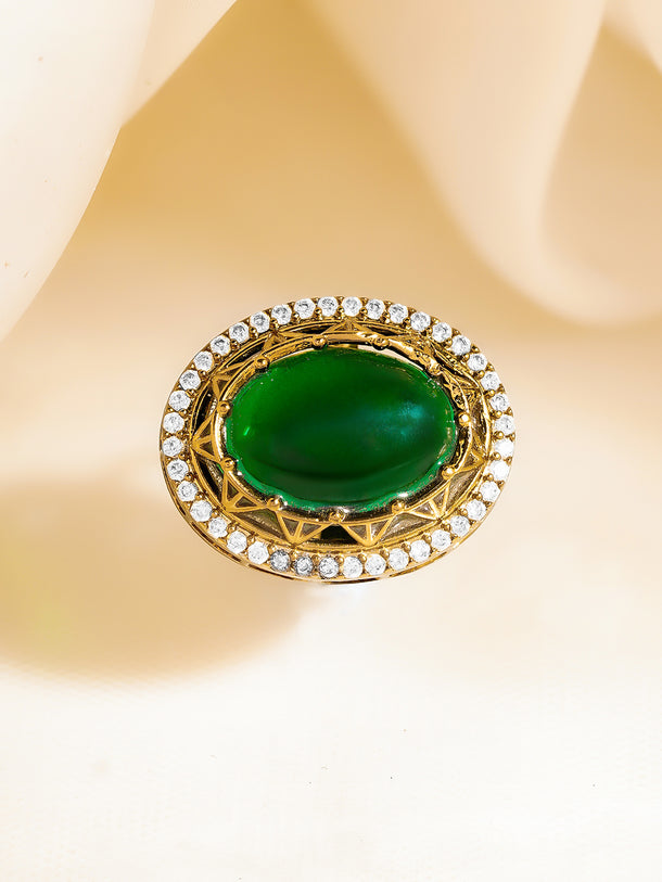 Regal Emerald Gemstone Cocktail Ring