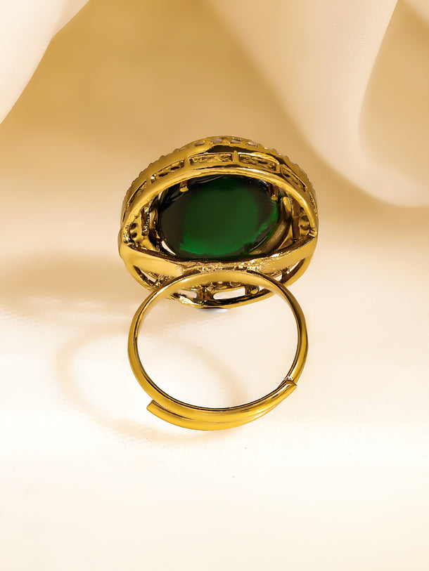 Regal Emerald Gemstone Cocktail Ring