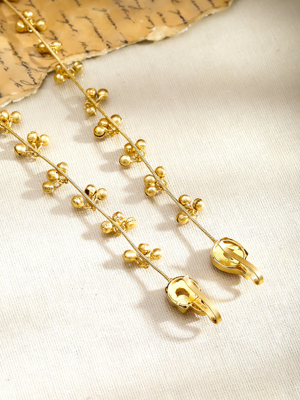 Elephant Motif Gold Beaded Kashmiri Dangler Earrings