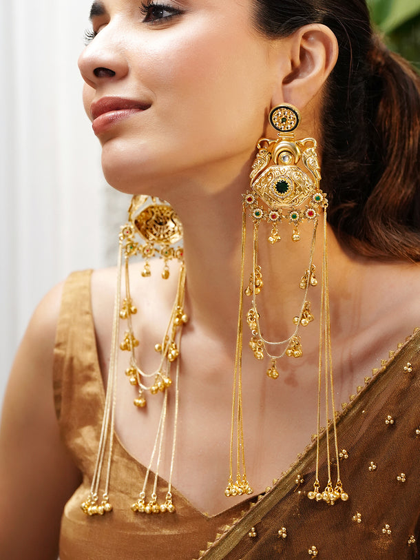 Baguette Oval American Diamond Zirconia Line Dangler Earrings