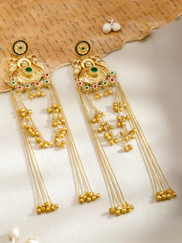 Baguette Oval American Diamond Zirconia Line Dangler Earrings