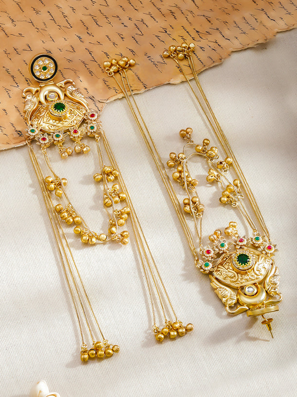 Baguette Oval American Diamond Zirconia Line Dangler Earrings