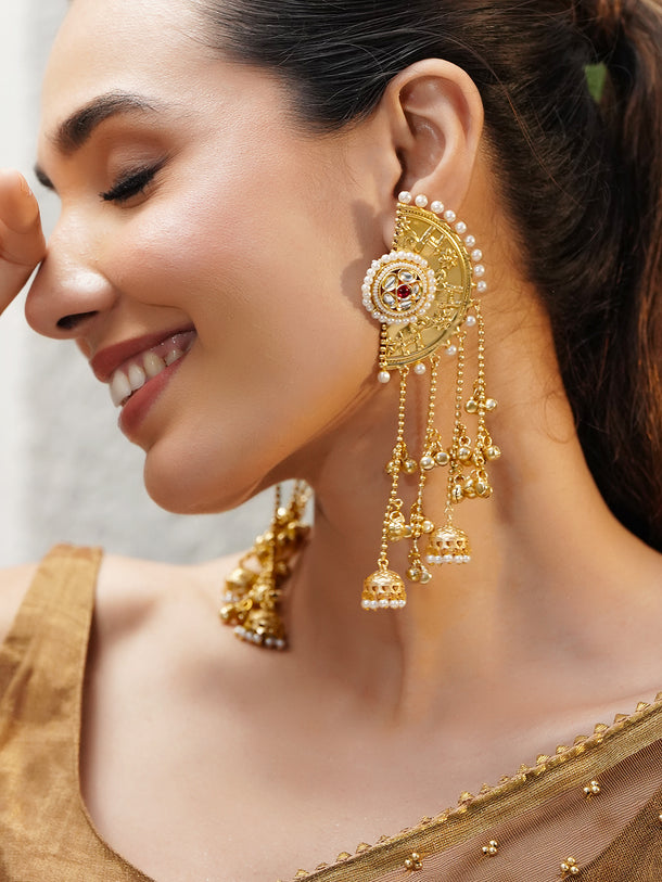 Gold Toned Kashmiri Dangler Jhumkas