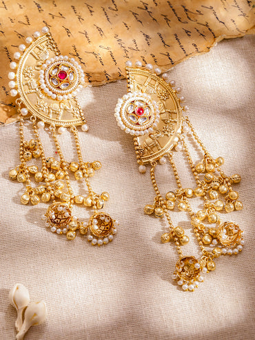 Gold Toned Kashmiri Dangler Jhumkas