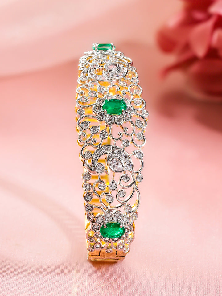 Rubans Women Brass Cubic Zirconia Handcrafted Gold-Plated Bangle-Style Bracelet