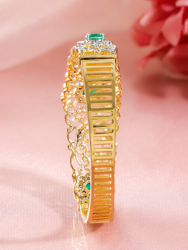 Rubans Women Brass Cubic Zirconia Handcrafted Gold-Plated Bangle-Style Bracelet