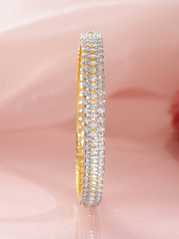 Rubans Women Brass Cubic Zirconia Handcrafted Gold-Plated Bangle-Style Bracelet