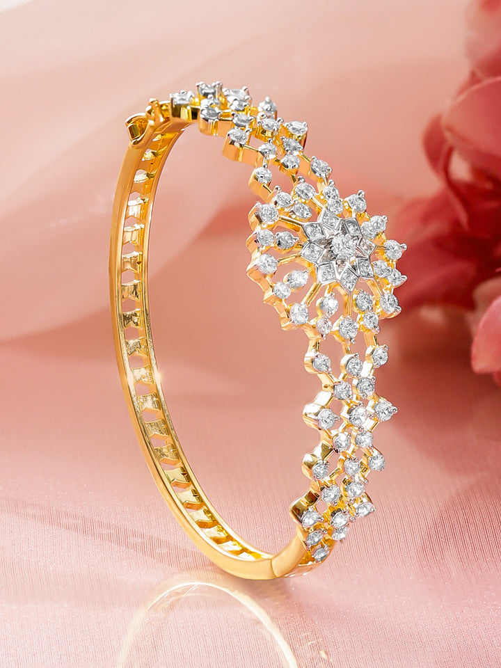 Rubans Women Brass Cubic Zirconia Handcrafted Gold-Plated Bangle-Style Bracelet
