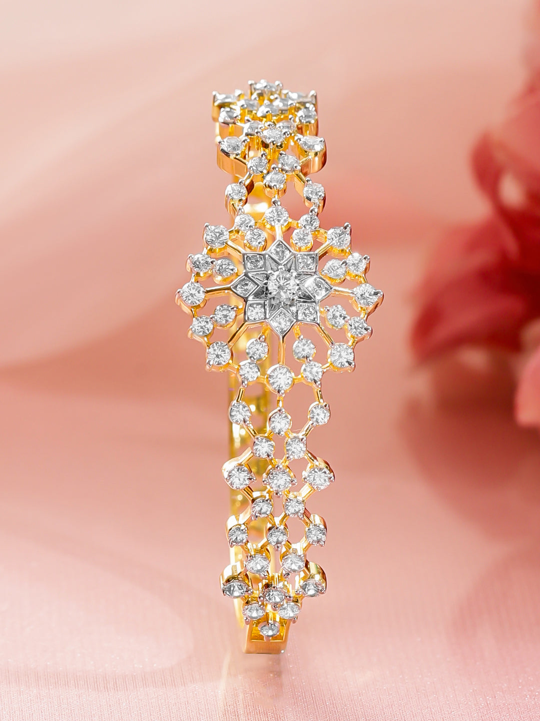 Rubans Women Brass Cubic Zirconia Handcrafted Gold-Plated Bangle-Style Bracelet