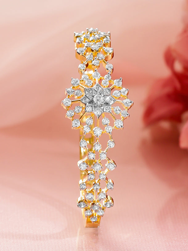 Rubans Women Brass Cubic Zirconia Handcrafted Gold-Plated Bangle-Style Bracelet