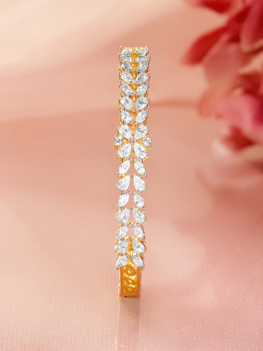 Rubans Women Brass Cubic Zirconia Gold-Plated Cuff Bracelet