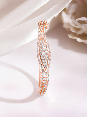 Rose Gold Curved Zirconia Evil Eye Bracelet