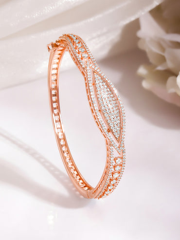Rose Gold Curved Zirconia Evil Eye Bracelet