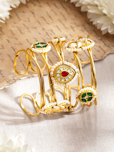 Festive Muse Kundan Pink-Green Bracelet