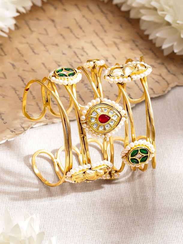 Festive Muse Kundan Pink-Green Bracelet