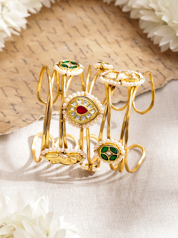 Festive Muse Kundan Pink-Green Bracelet