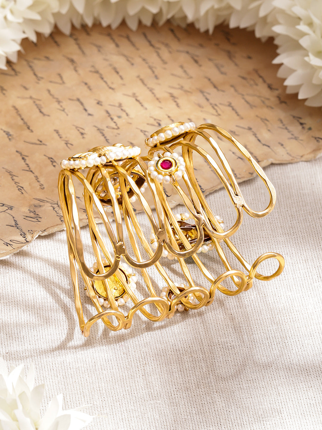 Festive Muse Kundan Pink-Green Bracelet