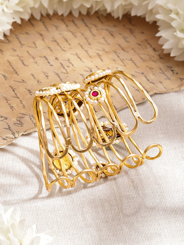 Festive Muse Kundan Pink-Green Bracelet