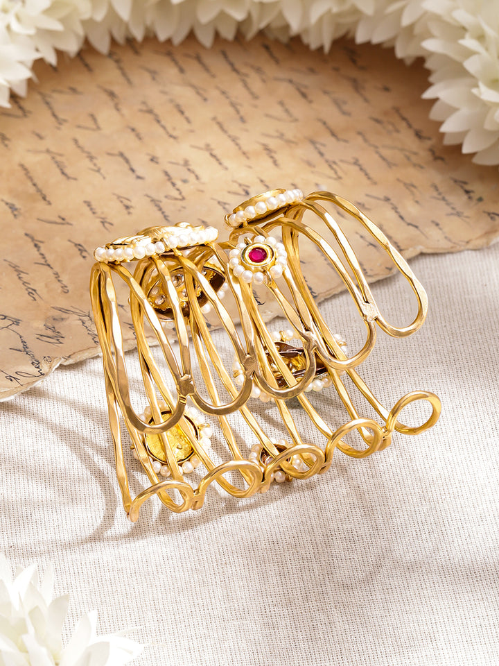 Festive Muse Kundan Pink-Green Bracelet