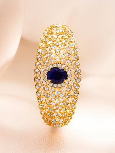Blue Sapphire Sparkle Gold Statement Bracelet