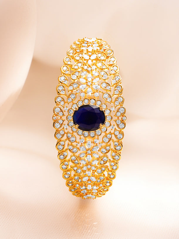 Blue Sapphire Sparkle Gold Statement Bracelet